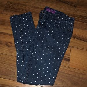 I. P. Zone White Polkadot Skinny Denim Jeans